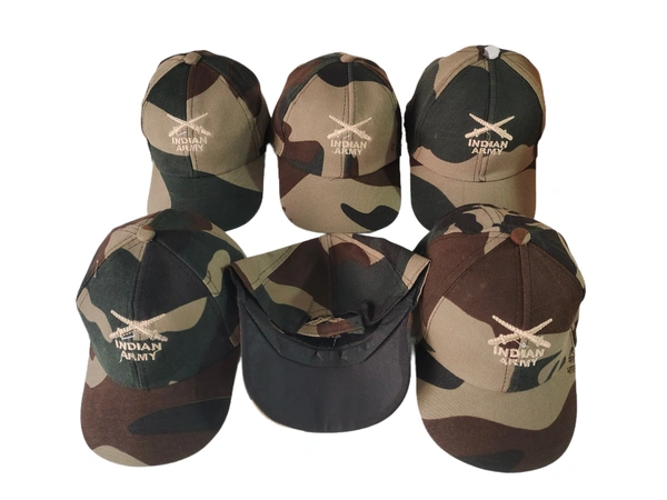 MENS COTTON ARMY PRINTED EMBROIDERED DESIGN CAPS FITTING -VELCRO  - FREE, 6