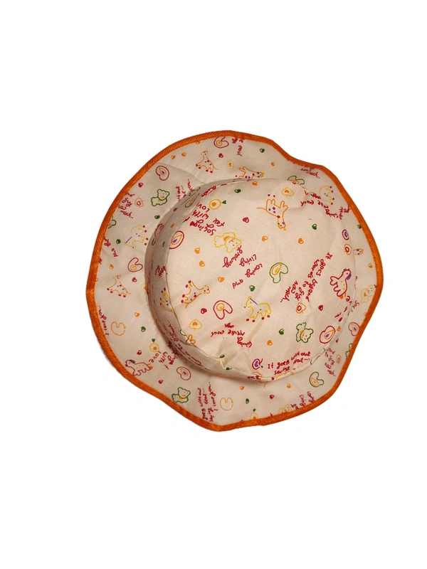 KIDS GIRLS ROUND STYLE PRINTED COTTON HAT FITTING ELASTIC - FREE, 12