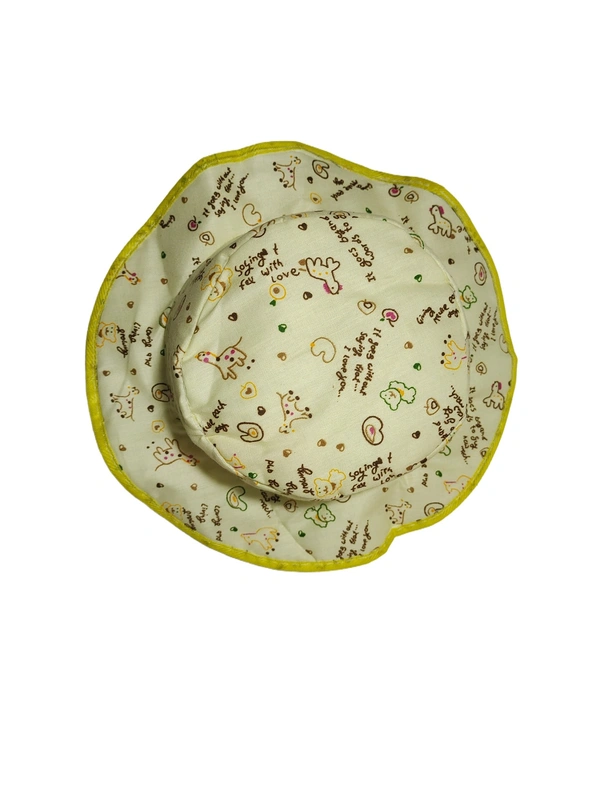 KIDS GIRLS ROUND STYLE PRINTED COTTON HAT FITTING ELASTIC - FREE, 12