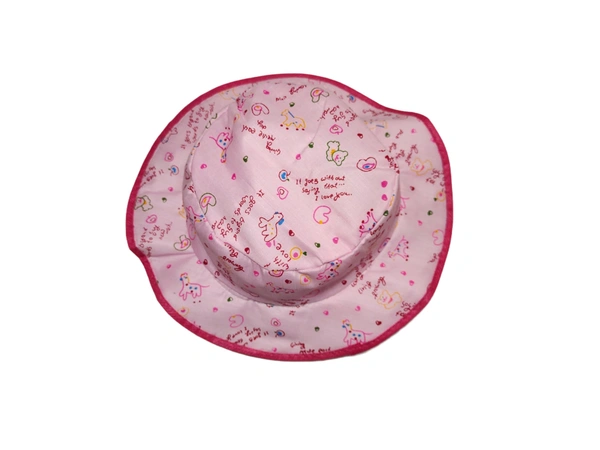 KIDS GIRLS ROUND STYLE PRINTED COTTON HAT FITTING ELASTIC - FREE, 12