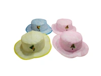 KIDS GIRLS ROUND STYLE PRINTED COTTON HAT FITTING ELASTIC - FREE, 12
