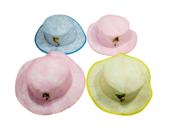 KIDS GIRLS ROUND STYLE PRINTED COTTON HAT FITTING ELASTIC - FREE, 12