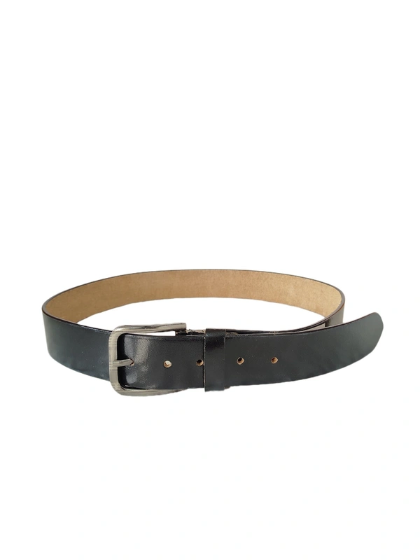 MENS GENUINE LEATHER BLACK COLOR HEAVY KANTA BUCKLE BELT - FREE, 6