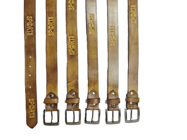 KIDS GENUINE LEATHER TAN  COLOR HEAVY KANTA BUCKLE BELT  - FREE, 6