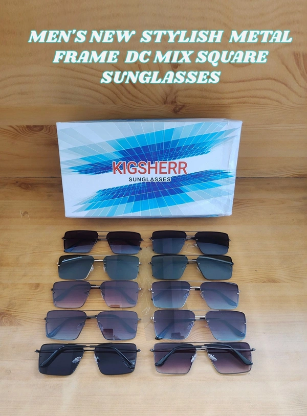 MENS NEW STYLISH METAL FRAME DC MIX SQUARE SUNGLASSES - FREE, 12