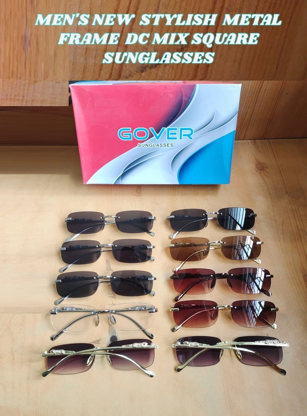 MENS NEW STYLISH METAL FRAME DC MIX SQUARE SUNGLASSES - FREE, 12