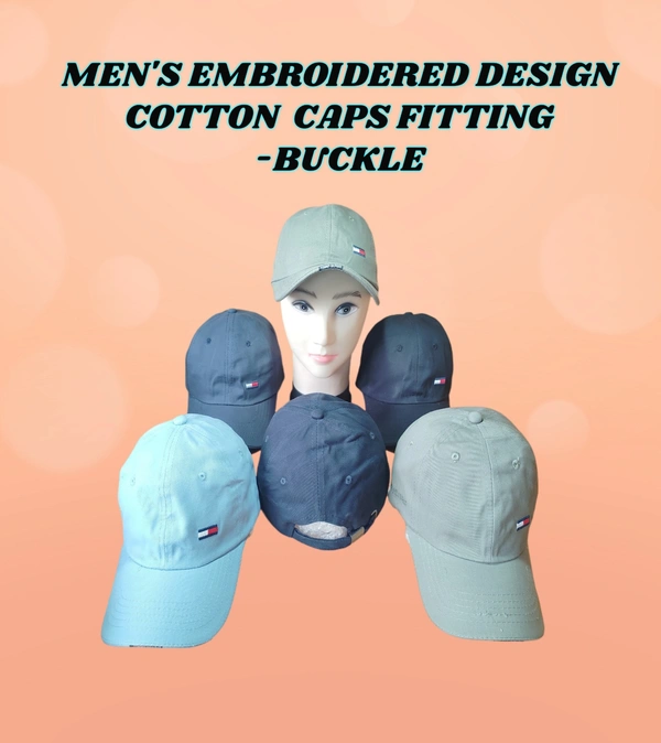 MENS EMBROIDERED DESIGN MIX COLOR  COTTON  MATERIAL CAPS  FITTING - BUCKLE   - FREE, 6