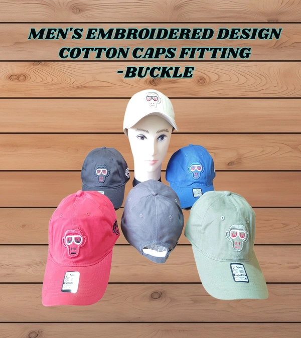 MENS EMBROIDERED DESIGN MIX COLOR  COTTON  MATERIAL CAPS  FITTING - BUCKLE   - FREE, 6