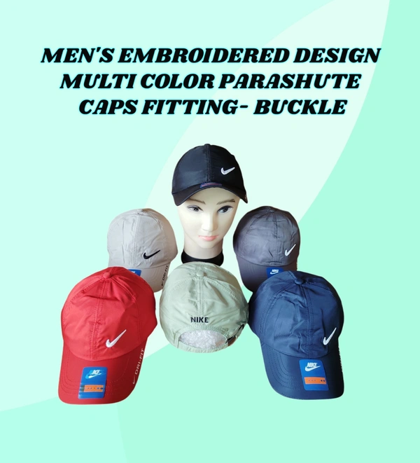 MENS EMBROIDERED DESIGN MIX COLOR  PARASHUTE  MATERIAL CAPS  FITTING - BUCKLE   - FREE, 6