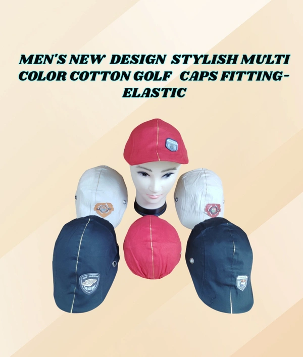 MEN'S NEW DESIGN STYLISH MULTI COLOR COTTON GOLF CAPS FITTING-ELASTIC - FREE, 6
