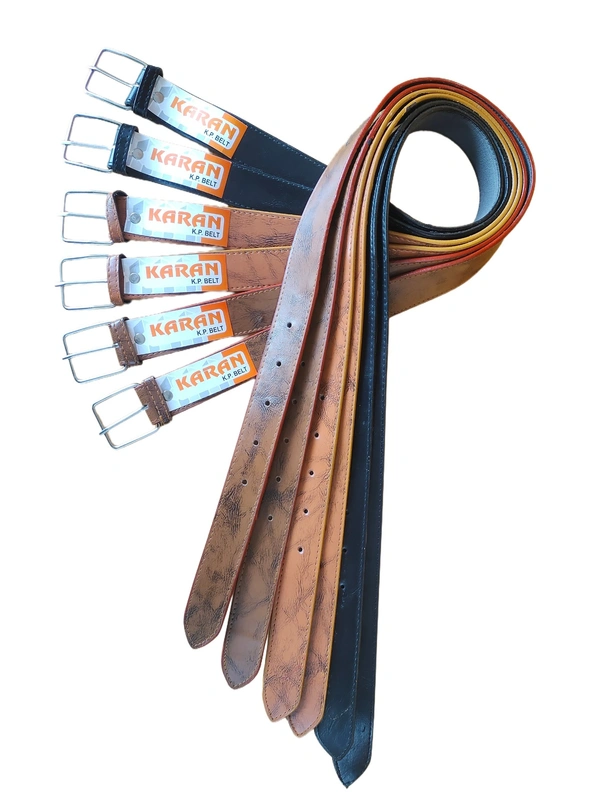 MENS PU LEATHER MIX COLOR KANTA BUCKLE BELT - FREE, 12