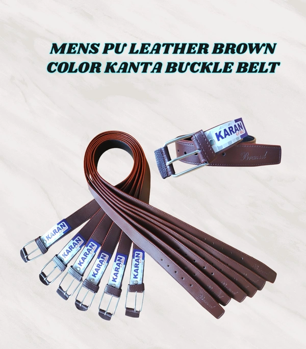 MENS  PU LEATHER BROWN  COLOR  KANTA  BUCKLE  BELT - FREE, 06