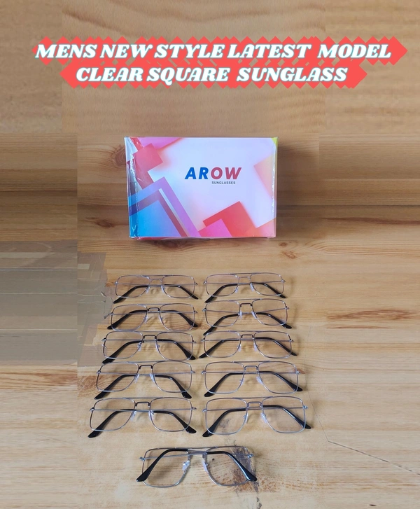 MENS NEW STYLISH LATEST  MODEL CLEAR LENSE SQUARE SUNGLASS - FREE, 12