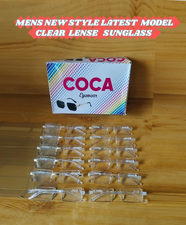 MENS NEW STYLISH LATEST MODEL CLEAR LENSE SUNGLASS - FREE, 12
