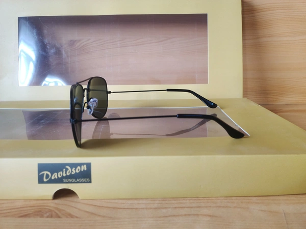MENS NEW LATEST MODEL DAVIDSON AVIATOR BLACK SUNGLASSES - FREE, 06