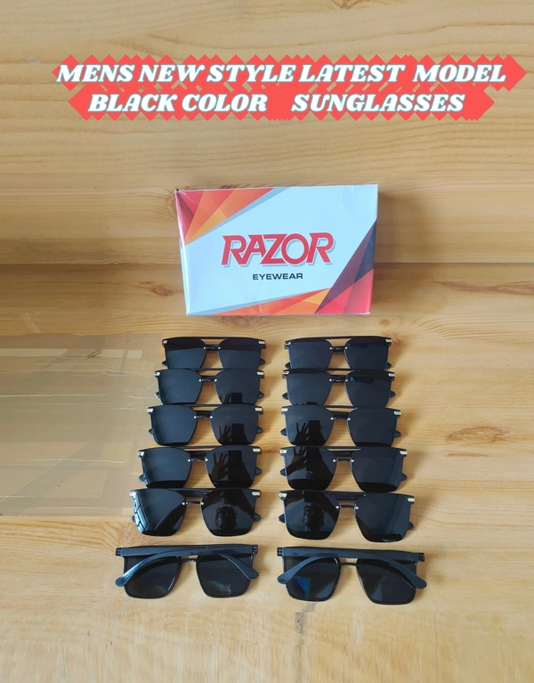 MENS NEW STYLISH LATEST MODEL BLACK MIX SUNGLASSES - FREE, 12
