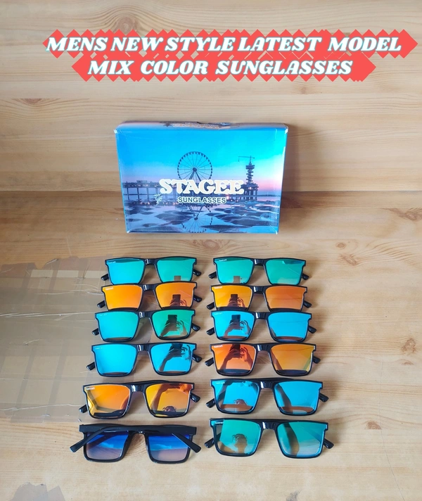MENS NEW STYLISH LATEST MODEL  MIX  COLOR  SUNGLASSES - FREE, 12