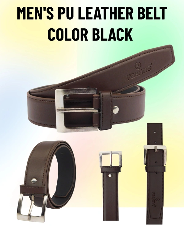 MEN'S PU LEATHER KANTA  BUCKLE  BROWN  COLOR BELT SIZE-(LENGTH-45 INCH,WIDTH-40 MM) - SIZE-(LENGTH-45 INCH,WIDTH-40 MM), 6