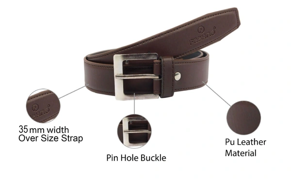 MEN'S PU LEATHER KANTA  BUCKLE  BROWN  COLOR BELT SIZE-(LENGTH-45 INCH,WIDTH-40 MM) - SIZE-(LENGTH-45 INCH,WIDTH-40 MM), 6