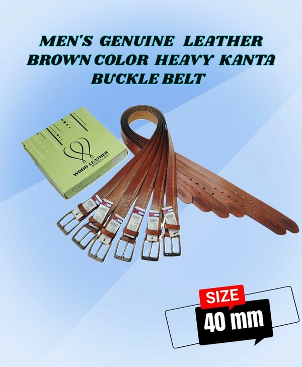 MENS  GENUINE LEATHER BROWN COLOR HEAVY KANTA BUCKLE BELT - FREE, 6
