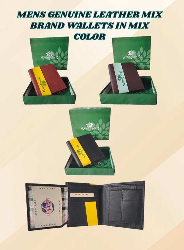 MENS GENUINE LEATHER MIX BRAND WALLETS IN MIX COLOR  - FREE, 6