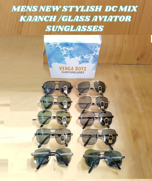 MENS NEW STYLISH DC MIX KAANCH GLASS AVIATOR SUNGLASSES - FREE, 12