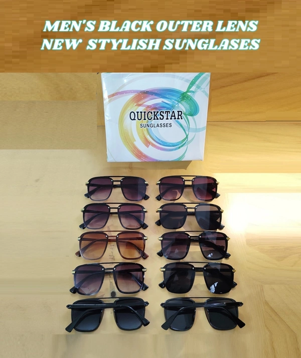 MENS BLACK OUTER LENS NEW STYLISH SUNGLASSES  - FREE, 12