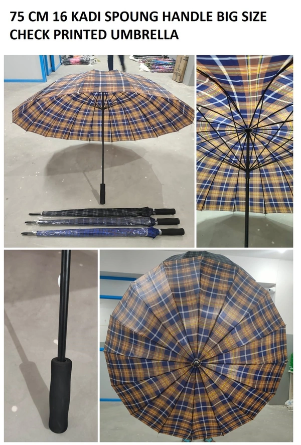 SINGLE/LONG FOLD MIX COLOR CHECK  PRINTED BIG SIZE UMBRELLA  SIZE-75CM - FREE, 6
