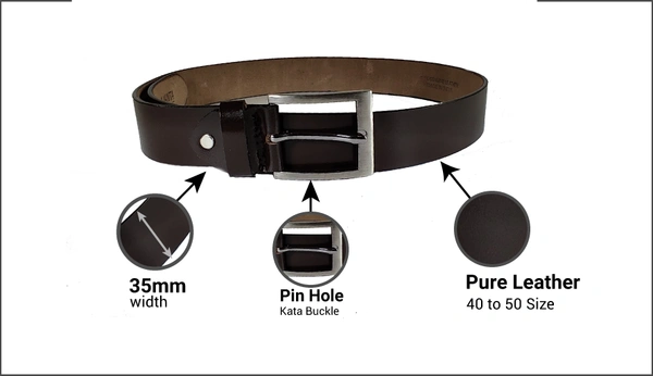 "MEN'S LEATHER BROWN COLOR KANTA BUCKLE BELT  SIZE-(LENGTH-OVER SIZE,WIDTH-35MM" - SIZE-(LENGTH-OVER SIZE,WIDTH-35MM, 6