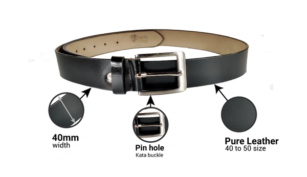 "MEN'S LEATHER BLACK COLOR KANTA BUCKLE BELT  SIZE-(LENGTH-OVER SIZE,WIDTH-35MM" - SIZE-(LENGTH-OVER SIZE,WIDTH-35MM, 6