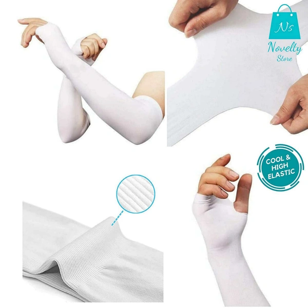 Arm Sleeves For Men And Women White Colour, Made Up Of Polyamide And Spandex Material - 12