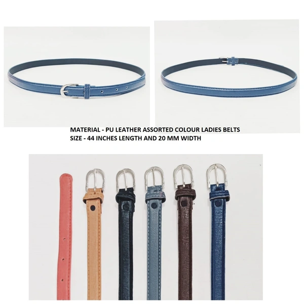Ladies Pu Leather Material Assorted Color Belt Strap Length 38 Inches Length And Width 25 Mm - 24