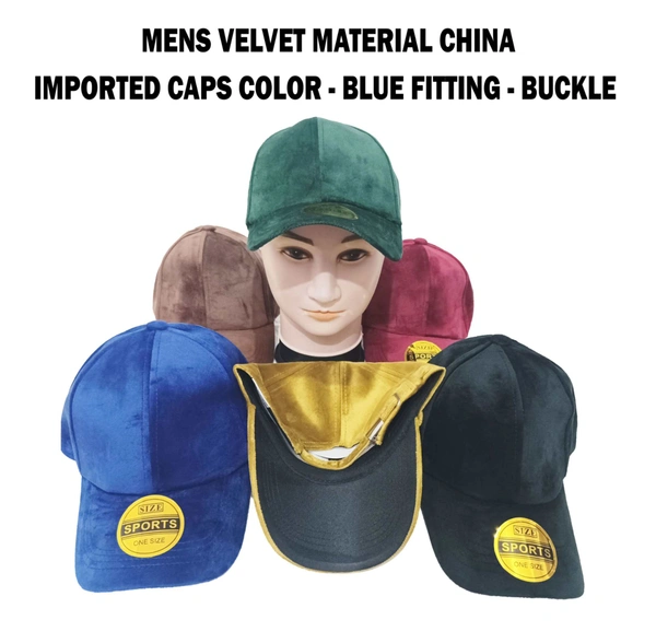 Mens China Imported Velvet Cap  Color - Mix Color Pack Only   Fitting - Steel Buckle - 120