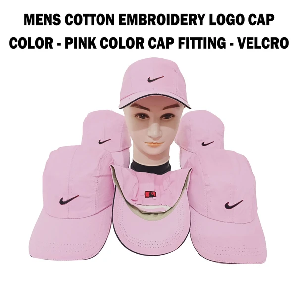 Mens Cotton Embrodary Logo Cap Color - Pink Color Cap Fitting � Velcro - 24