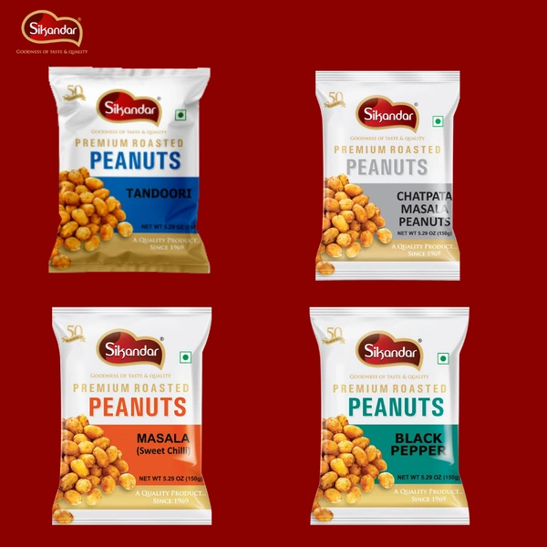 Sikandar  Combo of  Chatpata, Tandoori, Sweet Chilli, Black Pepper Flavour Peanuts  - Foil Pack