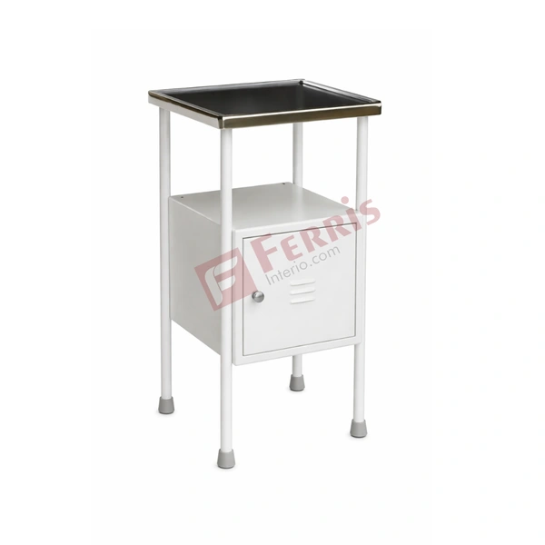 Ferris Medicine Side Cupboard – Standard (FHF 017A) - 405mm (L) x 405mm (W) x 810mm (H), White / Off White, Epoxy Powder Coated with SS Top, Not Applicable, Medicine Side Cupboard