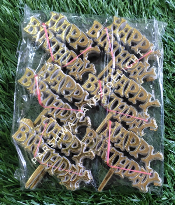 HBD BIG PLASTIC TAGS - GOLD, 60 PCS