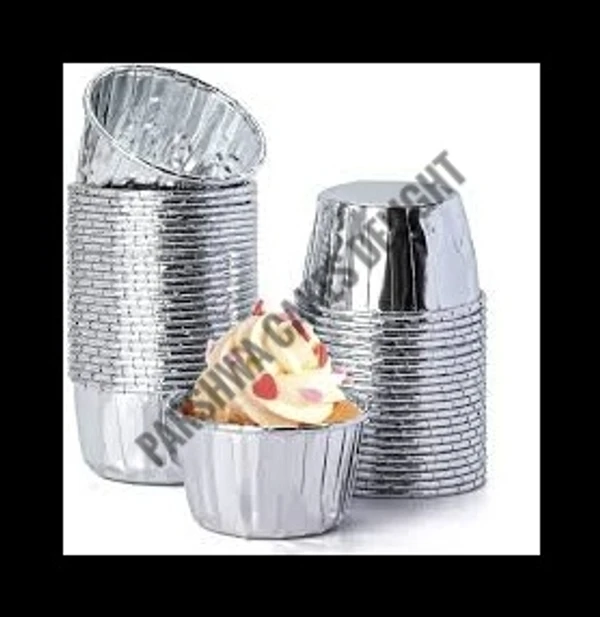 Metallic Foil Paper Cake Baking Cups  - SILVER, 50 PCS