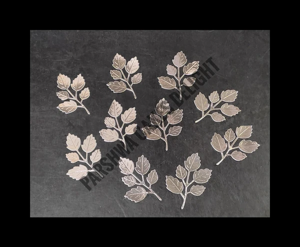 LEAF  - SILVER, 10 PCS, H 6.5 CM