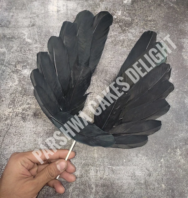 Angel Feather Wings Cake Topper - BLACK