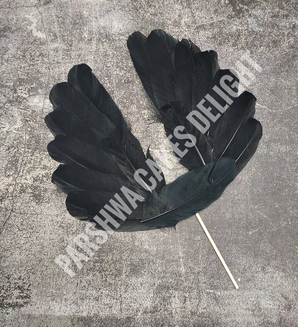 Angel Feather Wings Cake Topper - BLACK