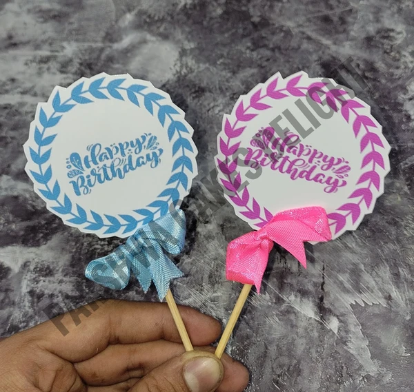 HBD TOPPER - SKY BLUE & PINK, 2 PCS PACK