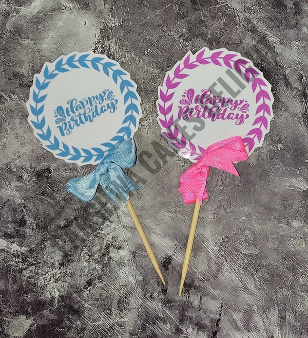 HBD TOPPER - SKY BLUE & PINK, 2 PCS PACK