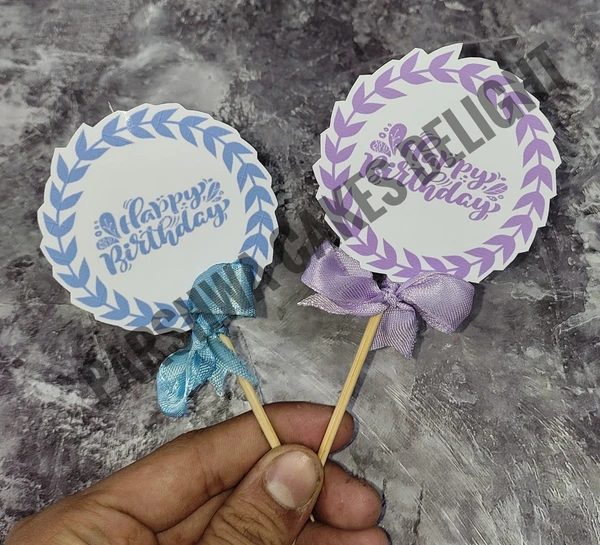 HBD TOPPER - SKY BLUE & PURPLE, 2 PCS PACK