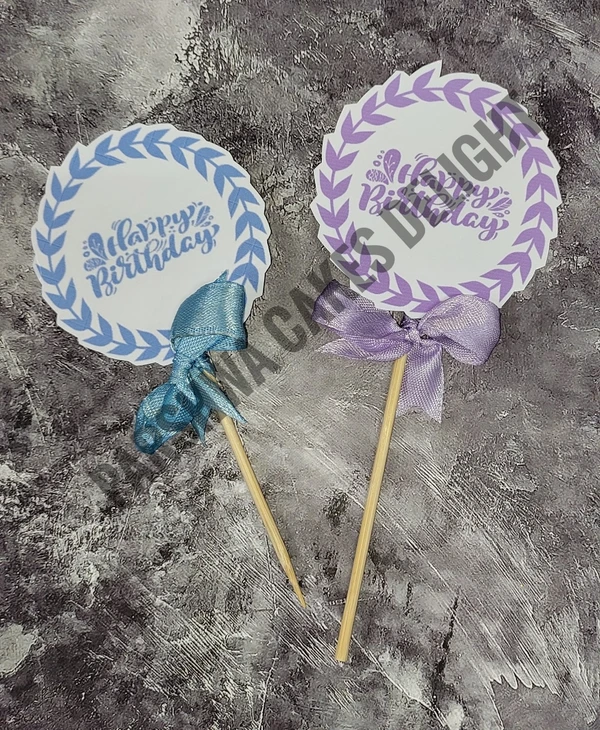 HBD TOPPER - SKY BLUE & PURPLE, 2 PCS PACK