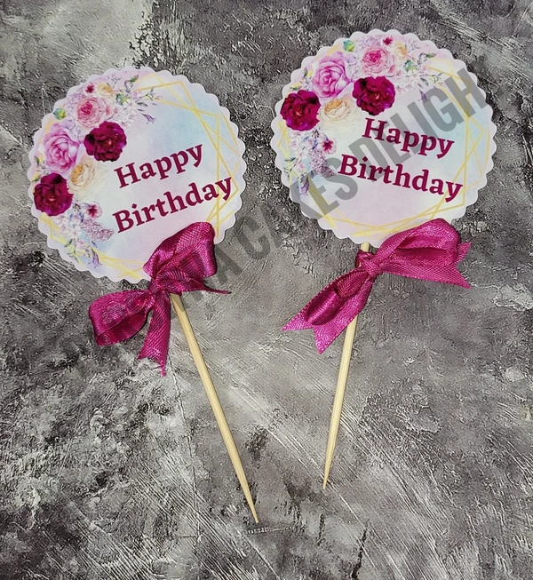 HBD TOPPER - PINK FLORAL, 2 PCS SET