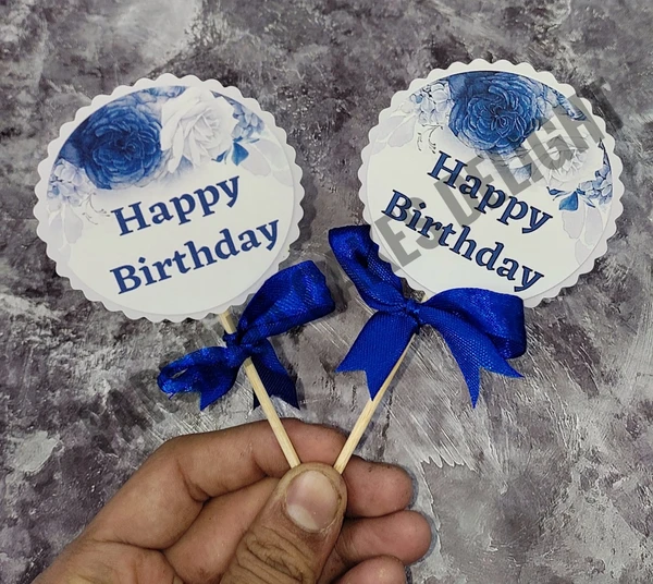 HBD TOPPER - BLUE FLORAL, 2 PCS SET