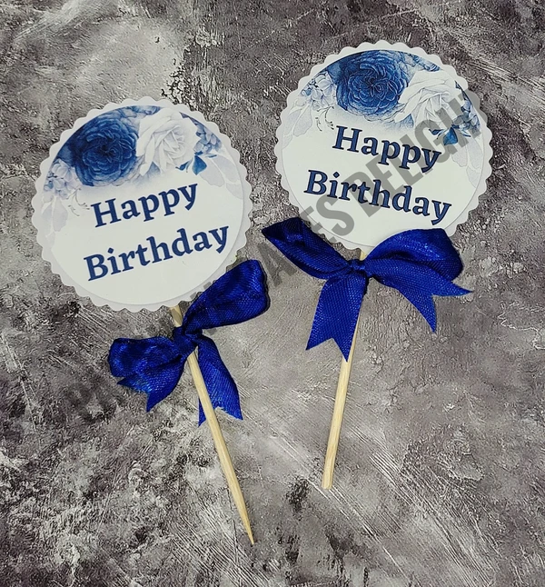 HBD TOPPER - BLUE FLORAL, 2 PCS SET