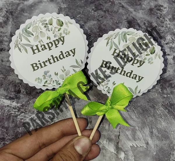 HBD TOPPER - GREEN FLORAL, 2 PCS PACK