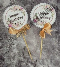 HBD TOPPER - PEACH FLORAL, 2 PCS PACK